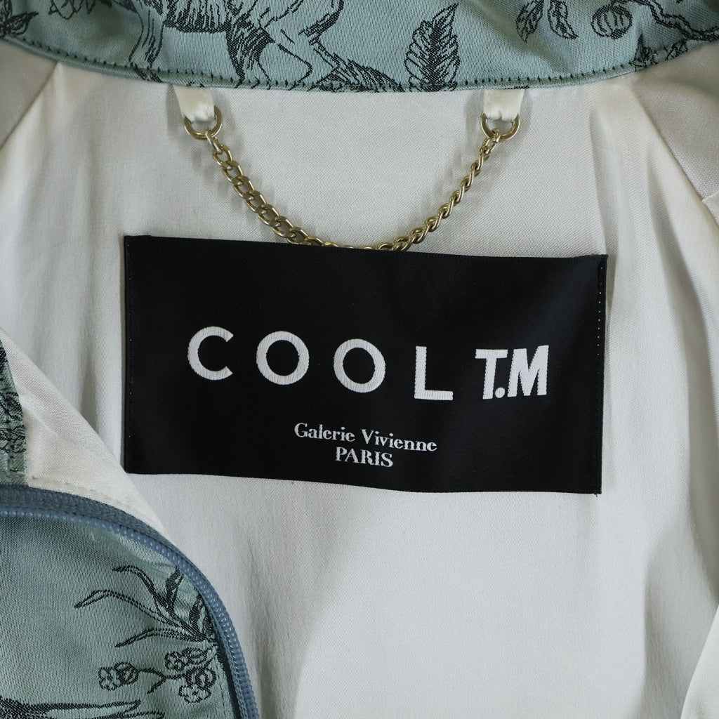 COOL T.M(クールティーエム) ラバーロゴワッペン付き シルク ジップアップジャケット ホワイト/グリーン 1PT2009A21102