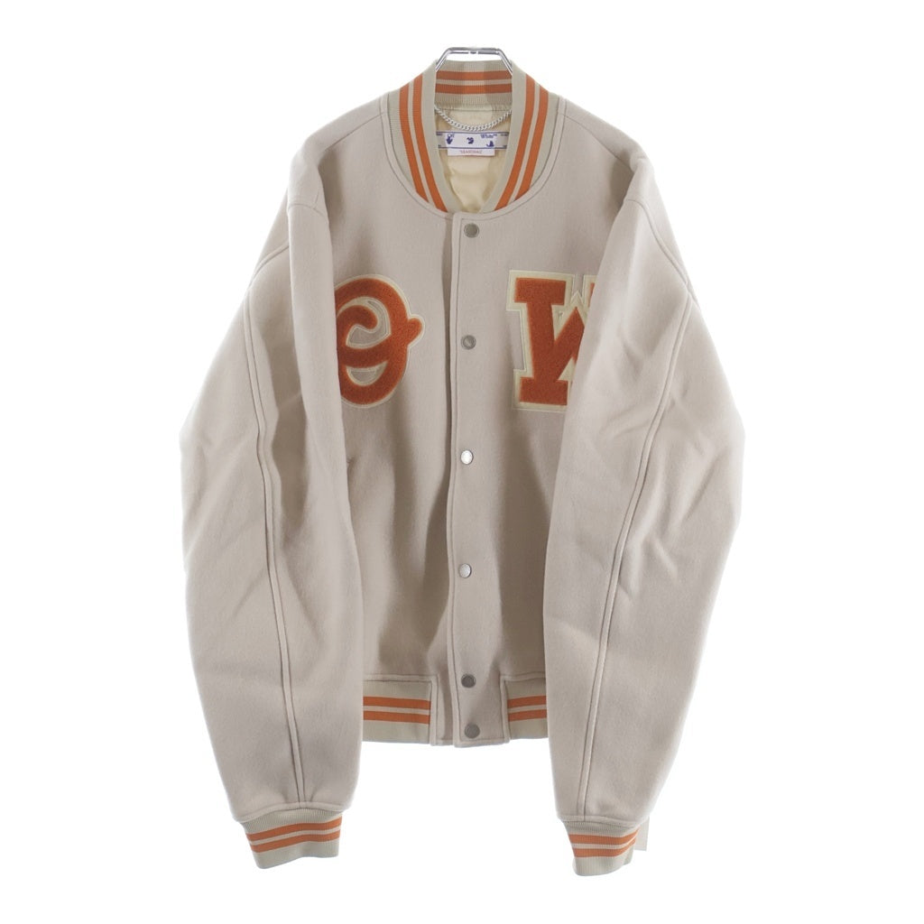 OFF-WHITE(オフホワイト) 23SS OW PATCH VARSITY OWパッチ バーシティジャケット スタジャン ベージュ/オレンジ OMEA305S23FAB001