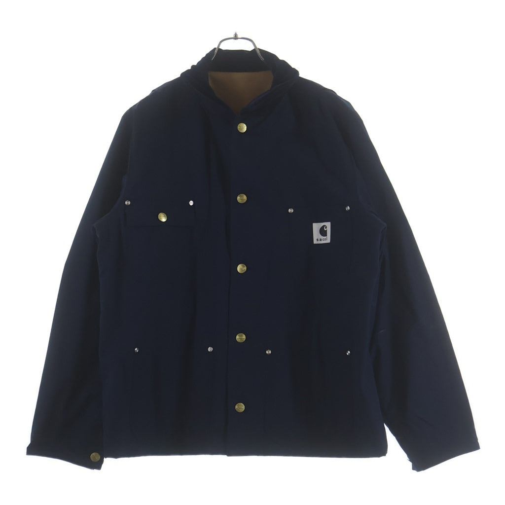 Sacai(サカイ) 24SS ×Carhartt WIP Reversible Jacket ×カーハート リバーシブルジャケット 襟コーデュロイ ジップアップブルゾン ベージュ/ネイビー 24-03391M