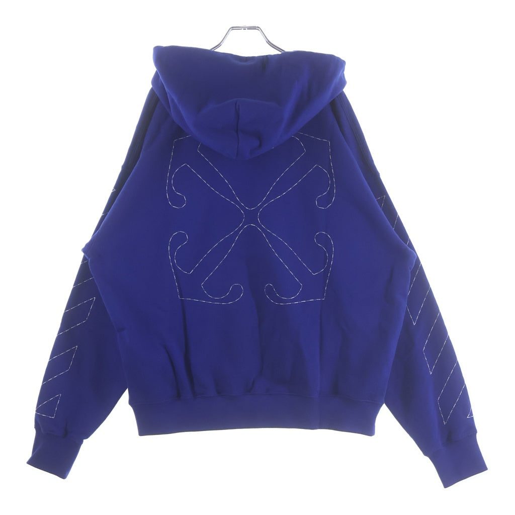 OFF-WHITE(オフホワイト) 23AW HOODED SWEATSHIRT フーディー ステッチアンカーデザイン プルオーバーパーカー ブルー OMBB085F23FLE019
