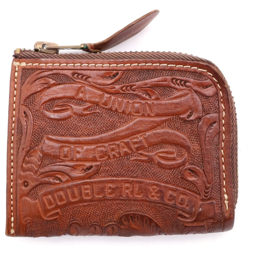RRL(ダブルアールエル) Leather Coin Case レザーコインケース カービング ブラウン