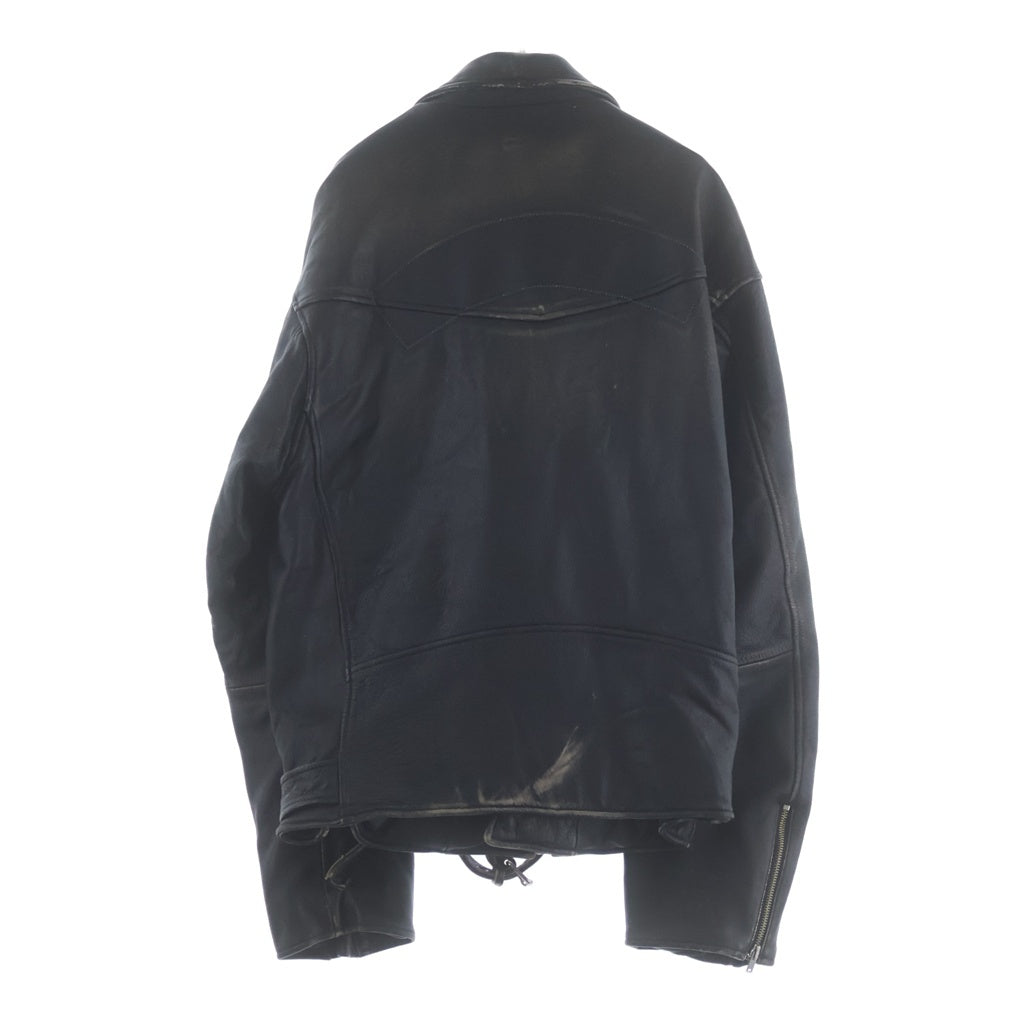KAMIYA(カミヤ) Distressed Leather Biker Jackt デストロイ レザー バイカー ジャケット ライダース ダブル ブラック G16BL011