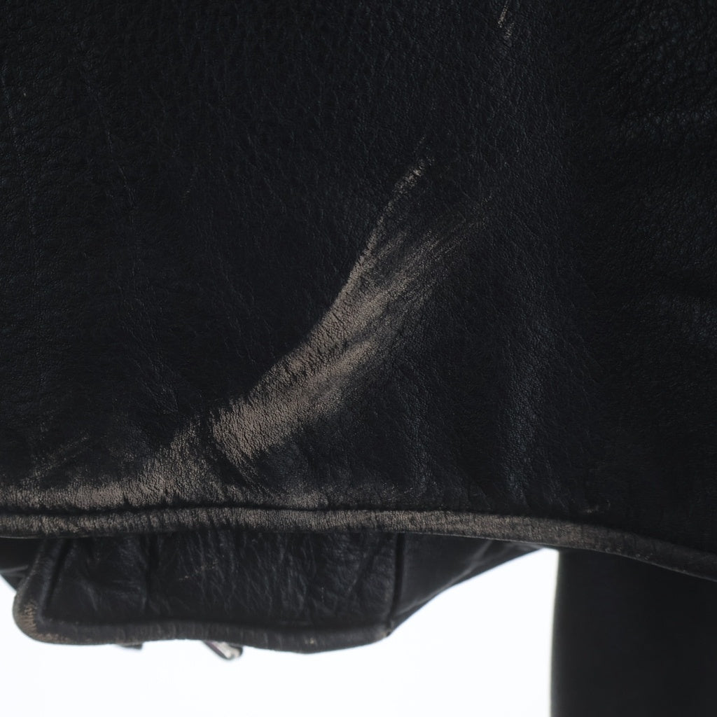 KAMIYA(カミヤ) Distressed Leather Biker Jackt デストロイ レザー バイカー ジャケット ライダース ダブル ブラック G16BL011