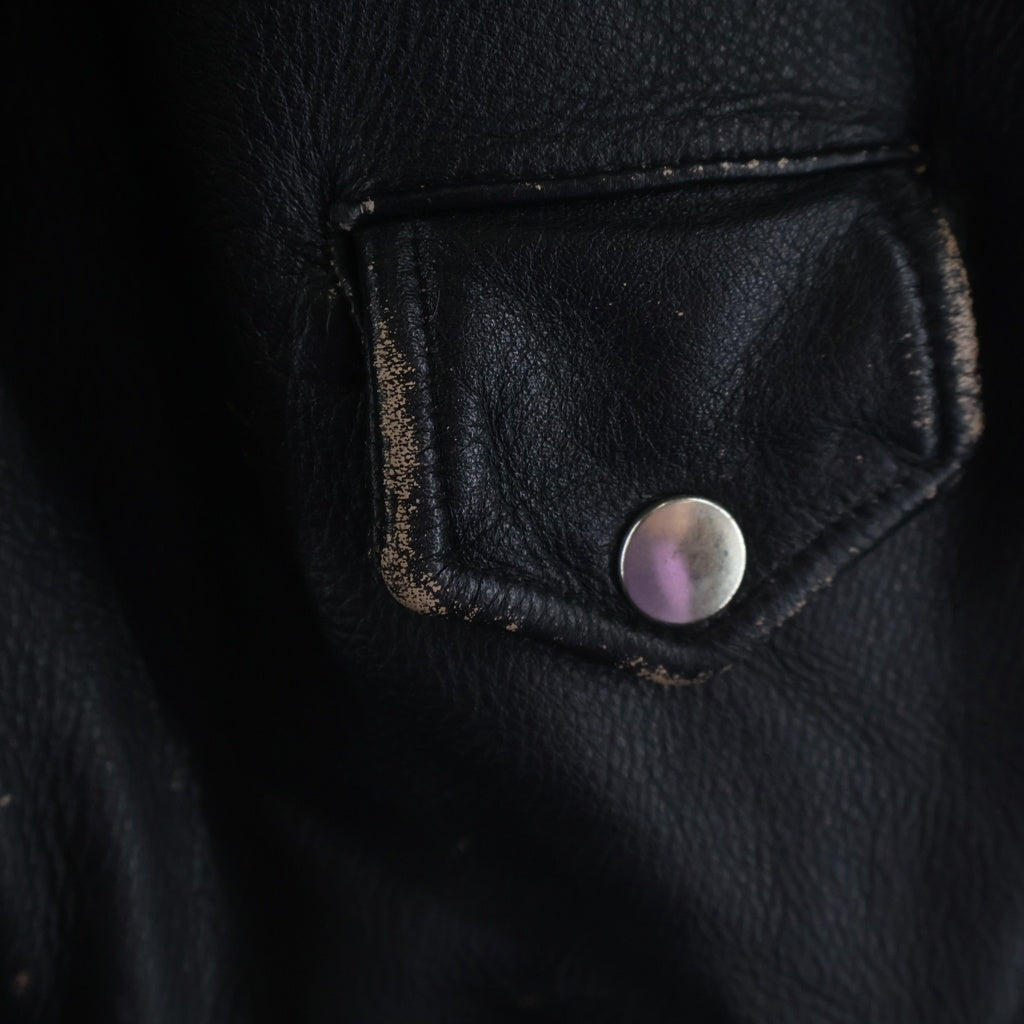 KAMIYA(カミヤ) Distressed Leather Biker Jackt デストロイ レザー バイカー ジャケット ライダース ダブル ブラック G16BL011
