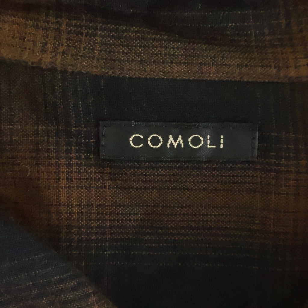 COMOLI(コモリ) レーヨン オープンカラー 長袖 シャツ オンブレ