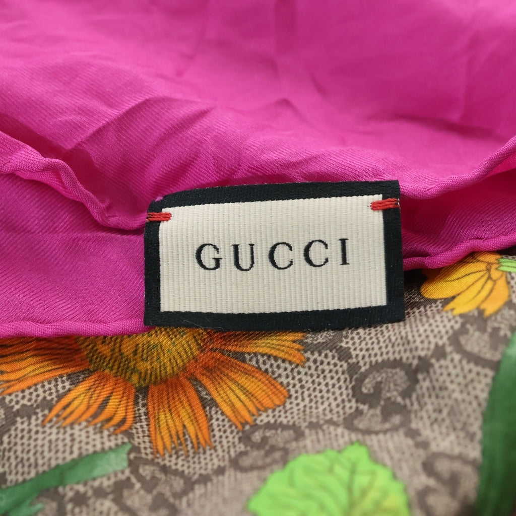 GUCCI(グッチ) GG フローラル 総柄 シルク スカーフ マルチカラー レディース