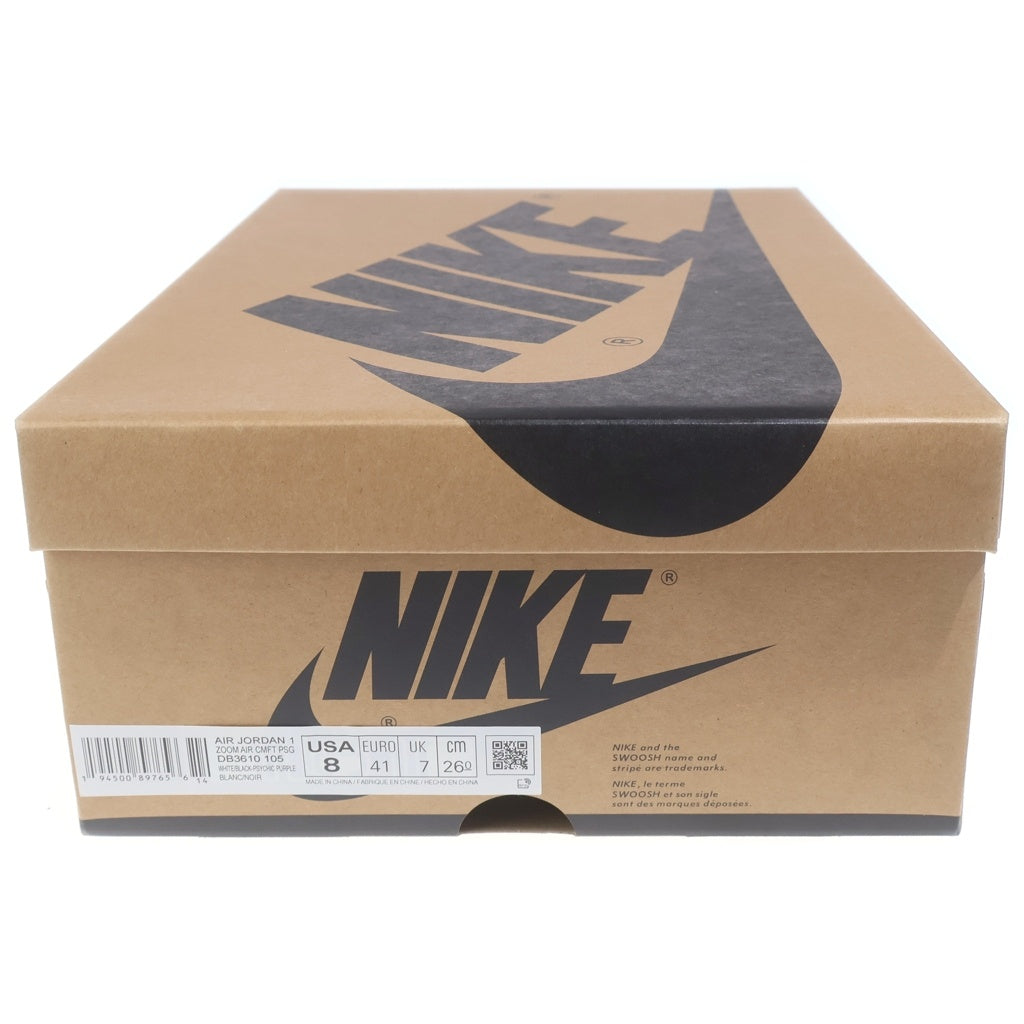 NIKE(ナイキ) ×PSG AIR JORDAN 1 ZOOM エアージョーダン 1 ハイカットスニーカー ブラック/ホワイト/パープル DB3610-105 US8/26cm