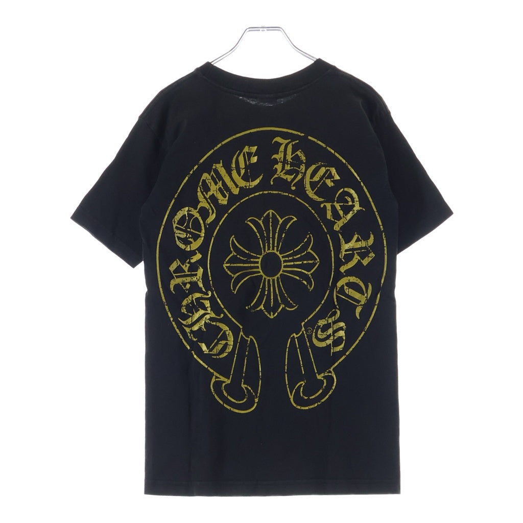 CHROME HEARTS(クロムハーツ) OLD バックホースシュー CHプラスポケット 半袖 クルーネック Tシャツ カットソー ブラック/イエロー