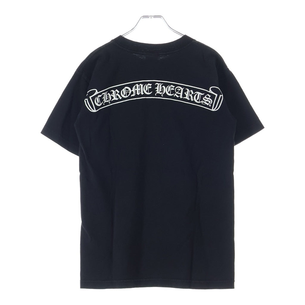 CHROME HEARTS(クロムハーツ) OLD バックスクロールロゴ ホースシューポケット スタープリント 半袖 クルーネック Tシャツ カットソー ブラック