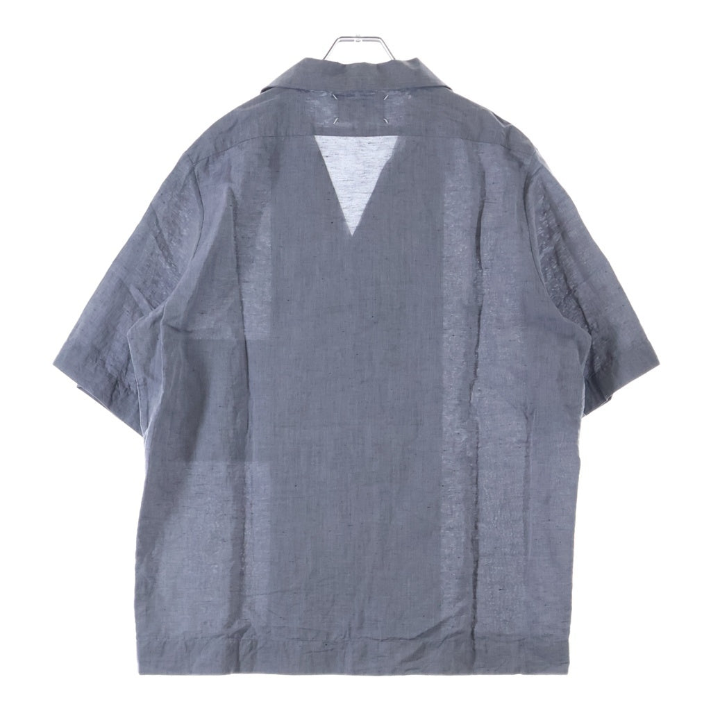 Maison Margiela(メゾンマルジェラ) オープンカラー ボウリングシャツ リネン 半袖シャツ インディゴ S50DL0507 S54670