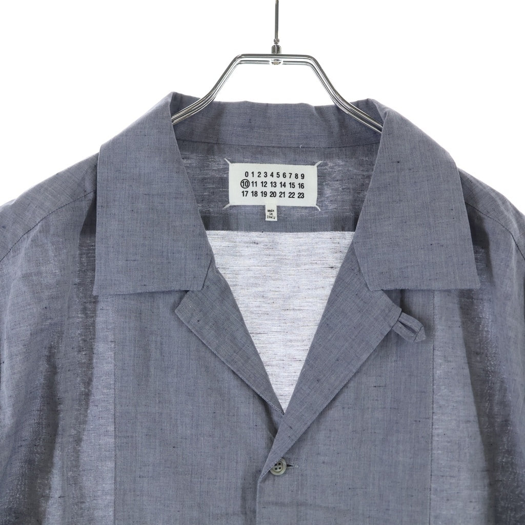 Maison Margiela(メゾンマルジェラ) オープンカラー ボウリングシャツ リネン 半袖シャツ インディゴ S50DL0507 S54670