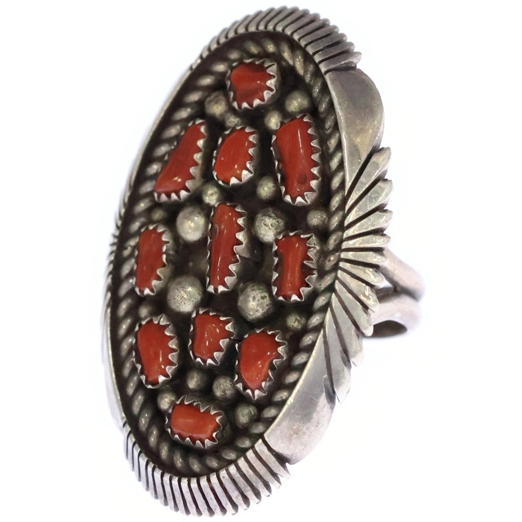 INDIAN JEWELRY(インディアンジュエリー) NAVAJO ナバホ族 コーラル リング シルバー/レッド