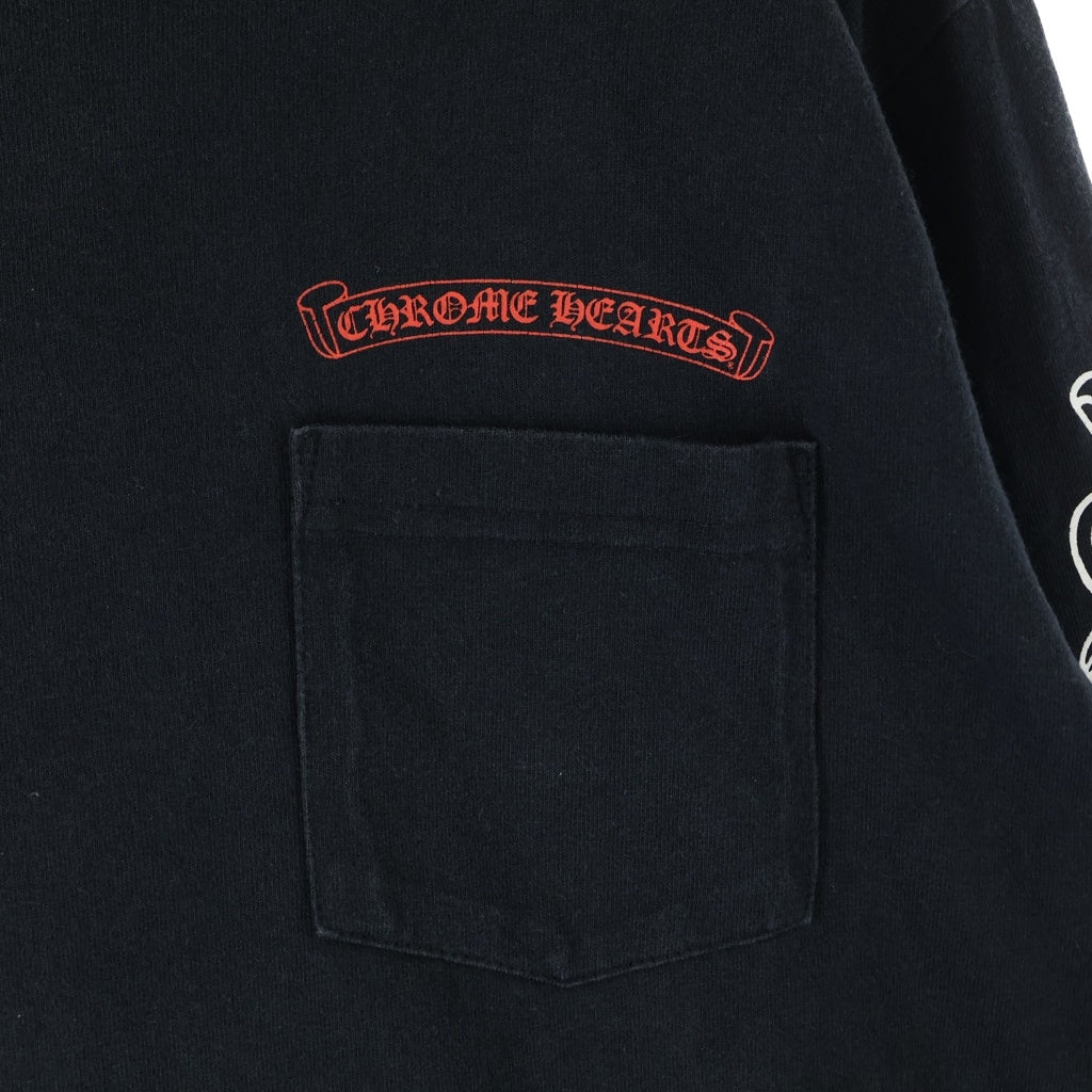 CHROME HEARTS(クロムハーツ) MATTY BOY マッティボーイ 袖フローラルクロスプリント クルーネック 長袖Tシャツ ブラック