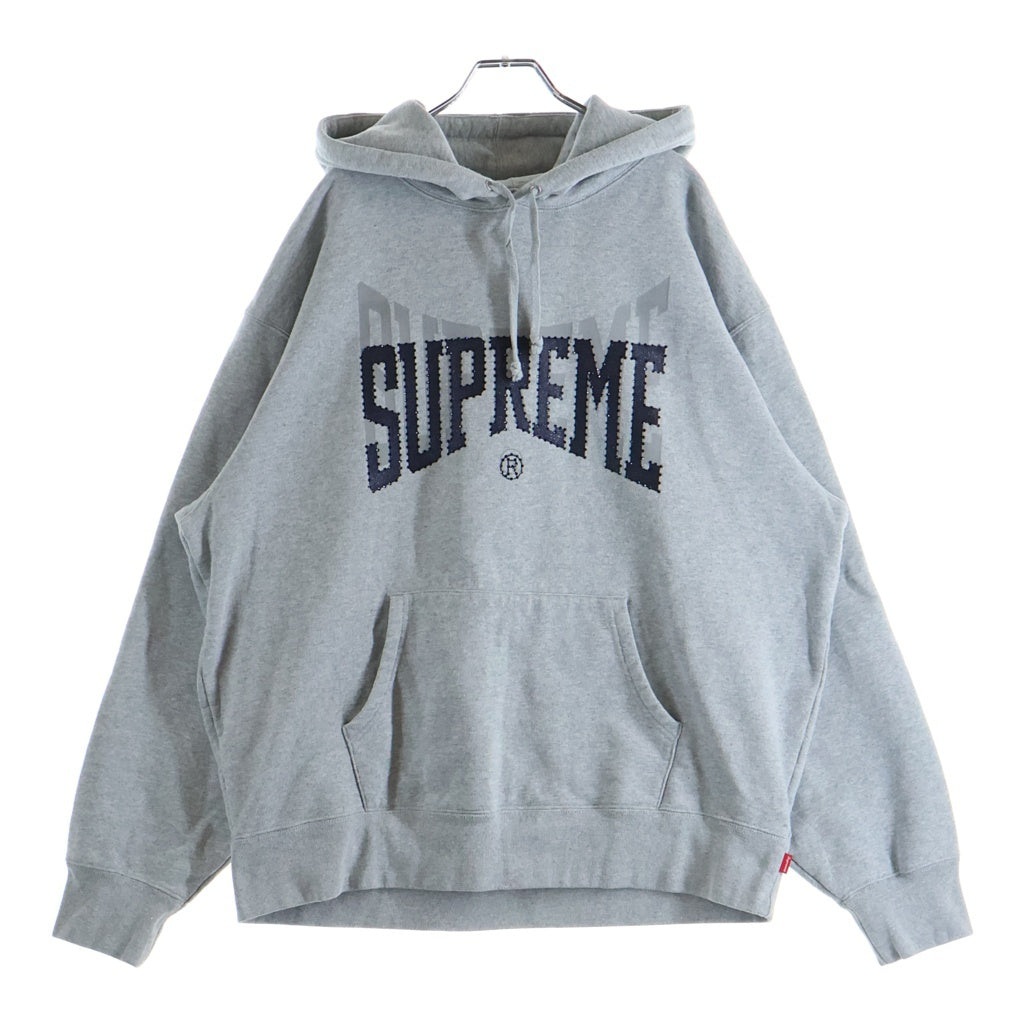 SUPREME(シュプリーム) 22AW Rhinestone Shadow Hooded ラインストーン シャドウ フーディー プルオーバーパーカー グレー