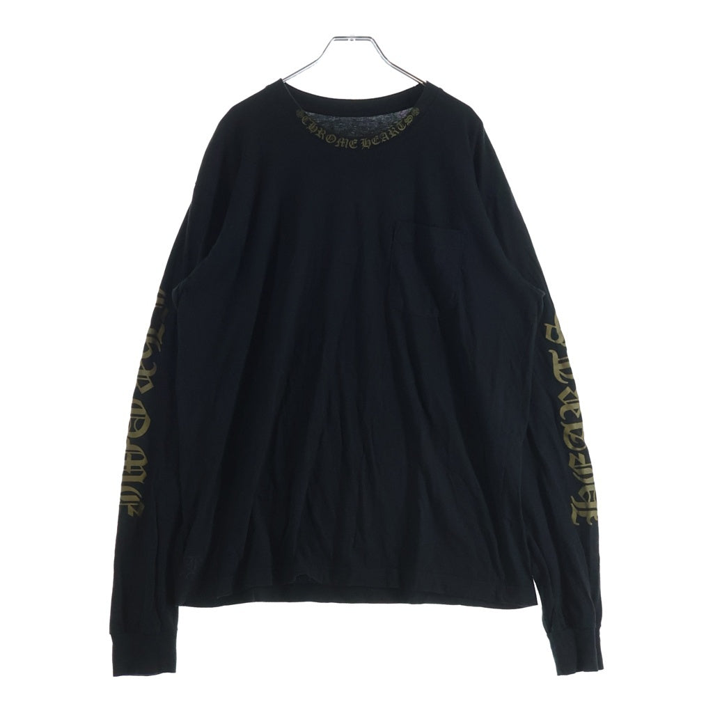 CHROME HEARTS(クロムハーツ) ネックロゴ ロングスリーブカットソー 長袖Tシャツ ブラック
