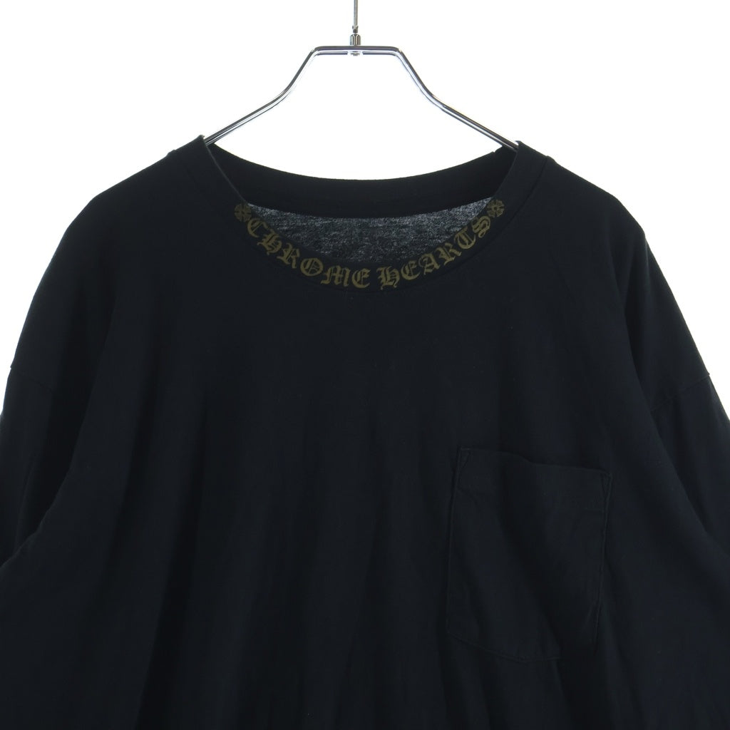 CHROME HEARTS(クロムハーツ) ネックロゴ ロングスリーブカットソー 長袖Tシャツ ブラック