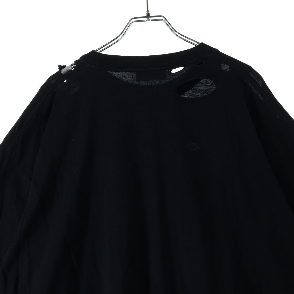 BALENCIAGA(バレンシアガ) DESTOROYED LOGO OVERSIZED T-SHIRT 半袖 クルーネック Tシャツ ブラック 651795
