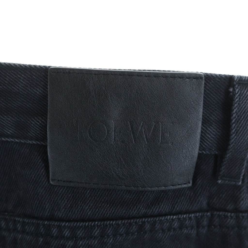 LOEWE(ロエベ) 25AW ANAGRAM BAGGY JEANS アナグラムバギージーンズ ボタンフライ ロゴ刺繍 ワイドデニムパンツ ブラック H526Y11WA4