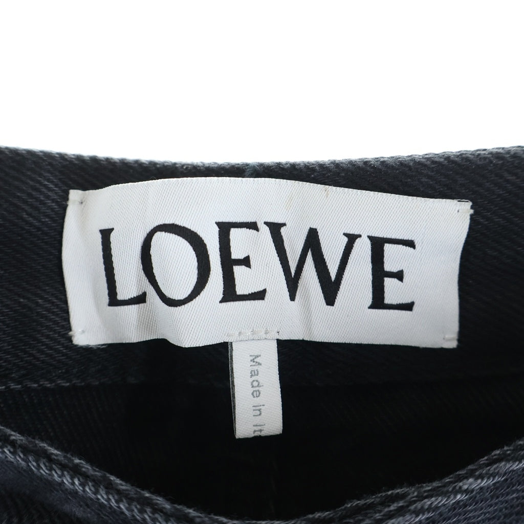 LOEWE(ロエベ) 25AW ANAGRAM BAGGY JEANS アナグラムバギージーンズ ボタンフライ ロゴ刺繍 ワイドデニムパンツ ブラック H526Y11WA4