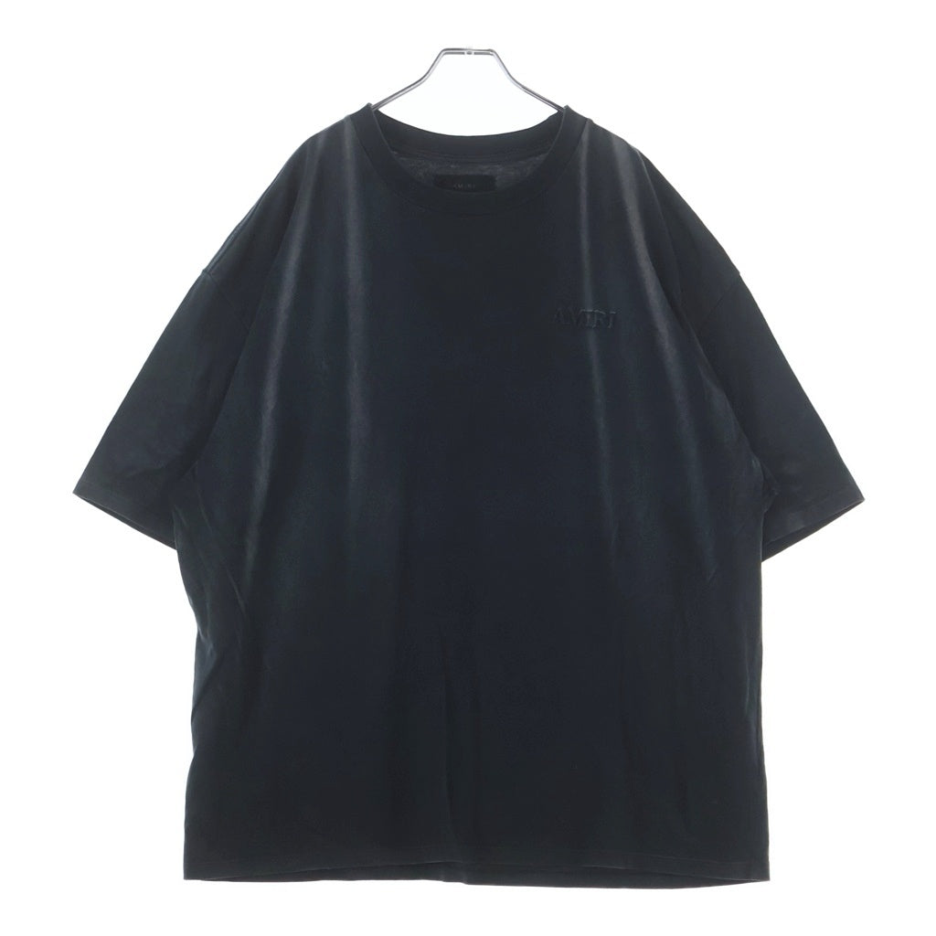 AMIRI(アミリ) ロゴ刺繍 ヴィンテージ加工 半袖 クルーネック Tシャツ カットソー ブラック SRAMJYTE1137SMRBC00