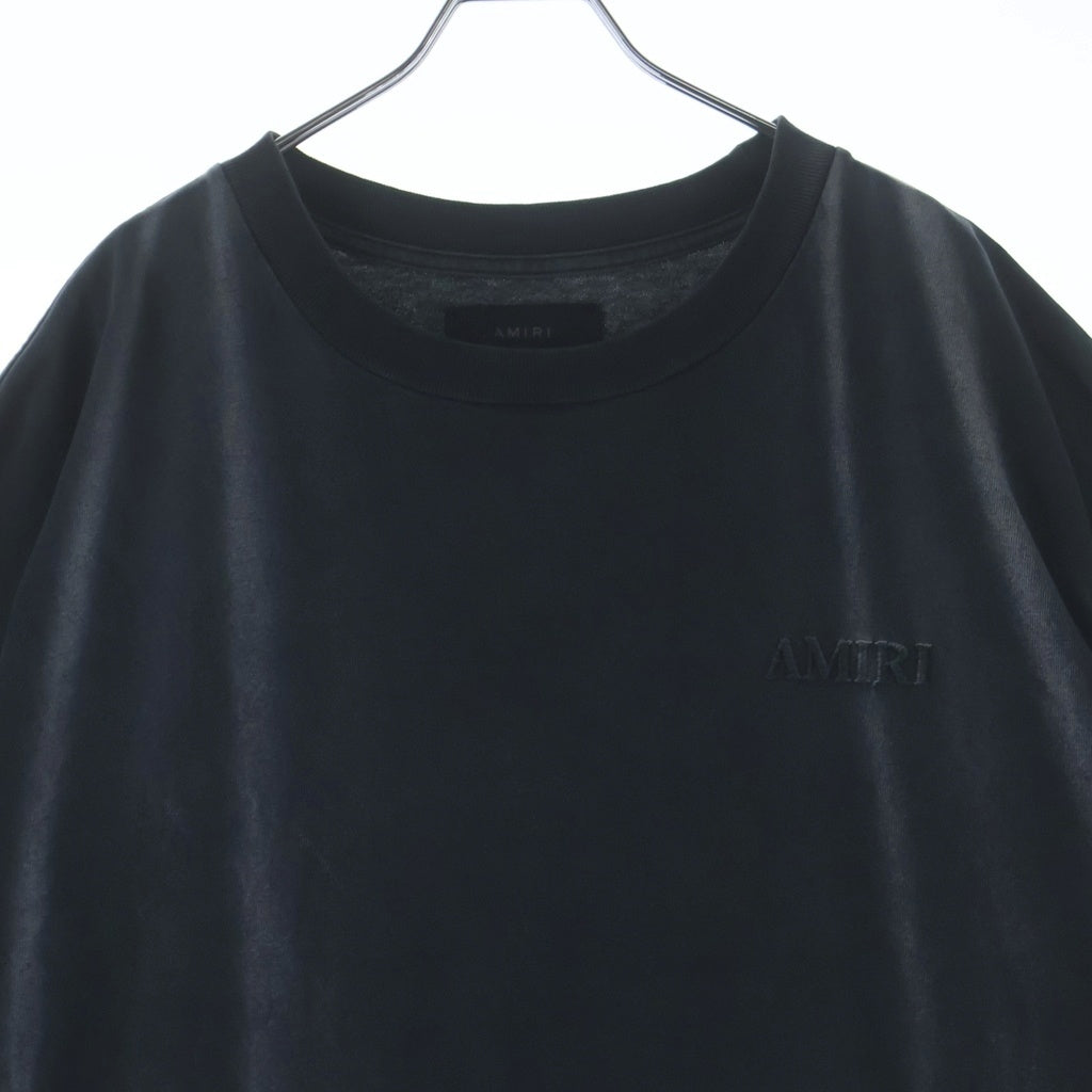 AMIRI(アミリ) ロゴ刺繍 ヴィンテージ加工 半袖 クルーネック Tシャツ カットソー ブラック SRAMJYTE1137SMRBC00