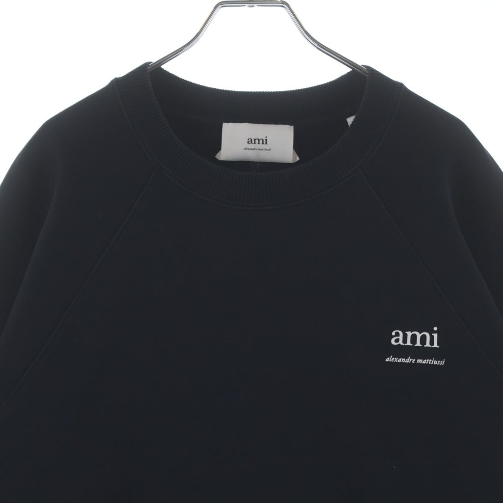AMI Alexandre Mattiussi(アミアレクサンドルマテュッシ) SWEATSHIRT フラントロゴプリント クルーネック 長袖スウェット ブラック USW024.747