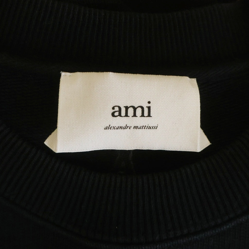 AMI Alexandre Mattiussi(アミアレクサンドルマテュッシ) SWEATSHIRT フラントロゴプリント クルーネック 長袖スウェット ブラック USW024.747