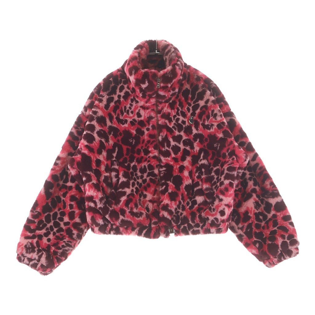 A BATHING APE(アベイシングエイプ) wild leopard pattern one point long fur jacket ファージャケット エイプカモ ピンク 1L80-241-301 レディース