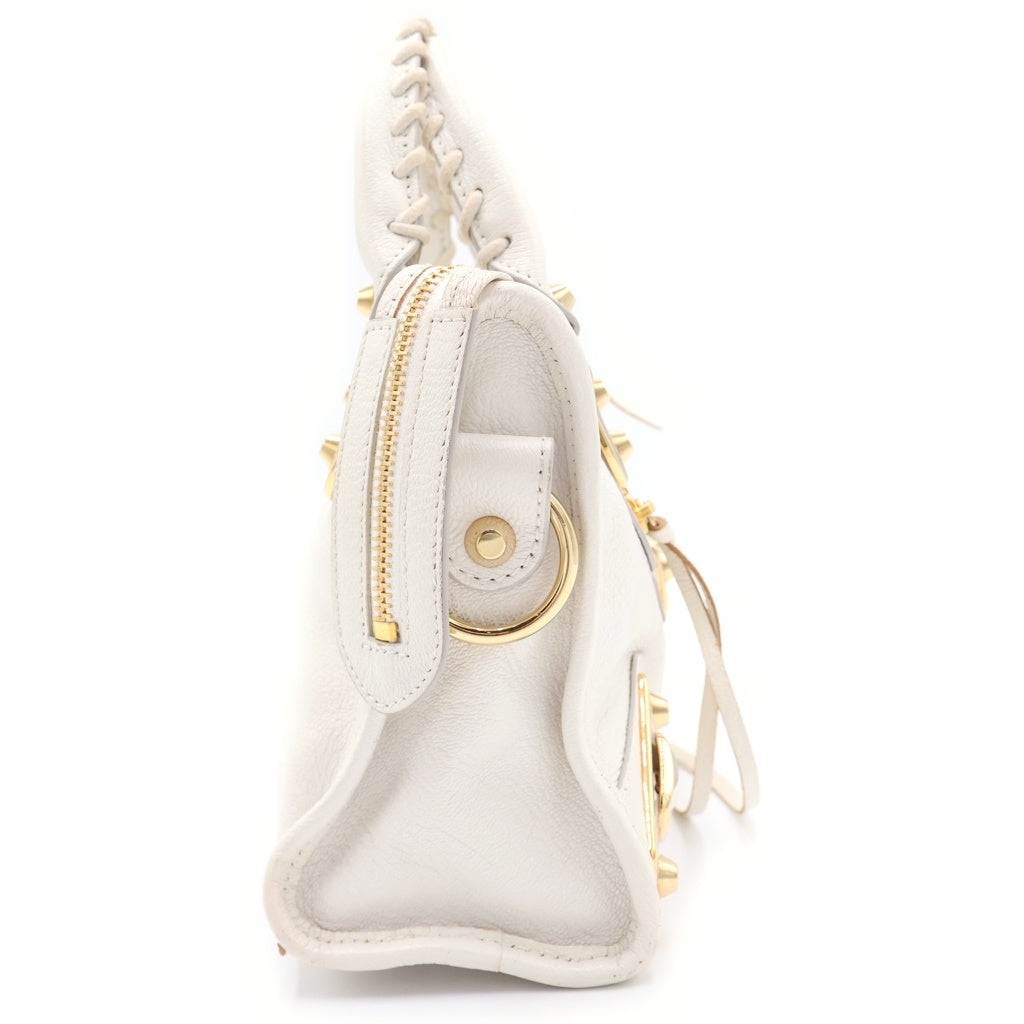 BALENCIAGA(バレンシアガ) ミニ シティ ハンドバッグ ゴールド金具 ホワイト 390160 レディース