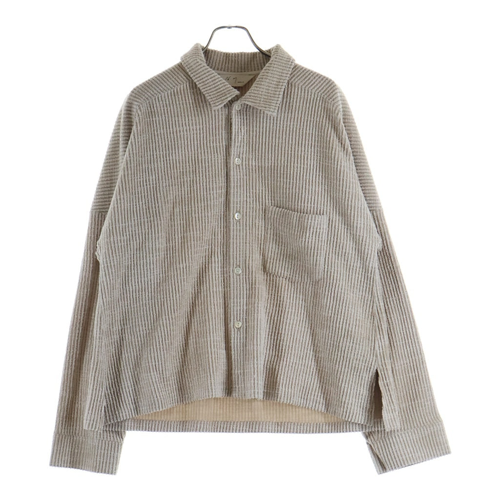 ANCELLM(アンセルム) CUT STRIPE SHIRT カット ストライプ 長袖シャツ アイボリー ANC-CT95