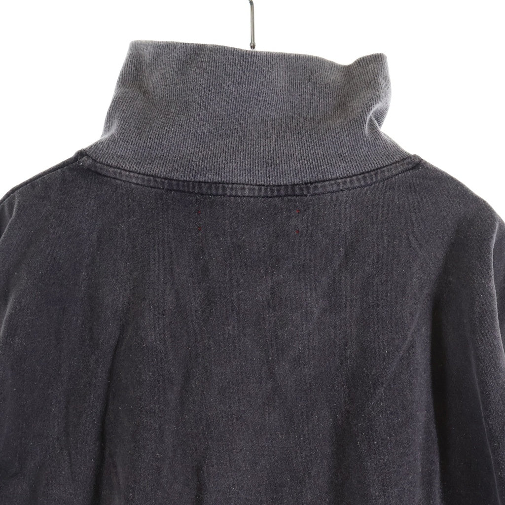 NO BRAND(ノーブランド) barbell object zip sweat fade バーベルオブジェクト フェード加工 ジップアップ 長袖スウェット トレーナー グレー