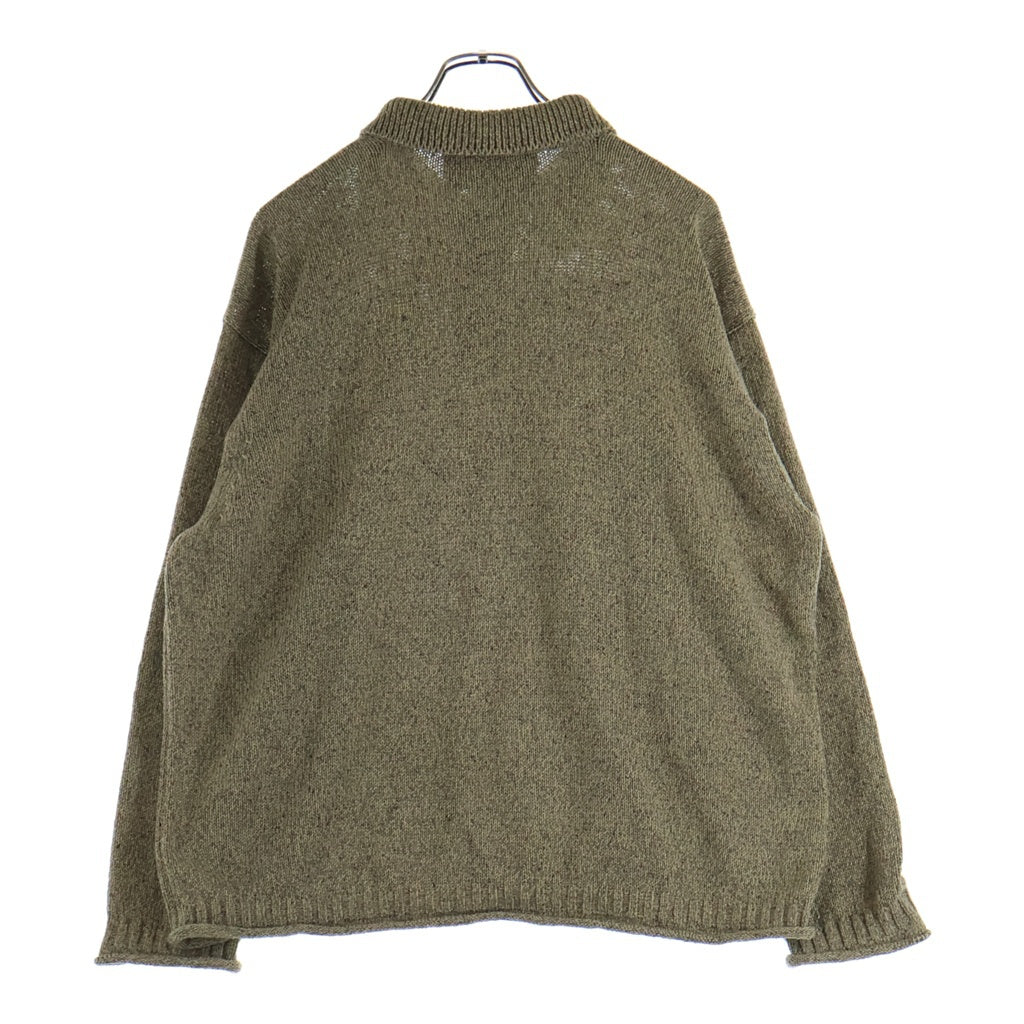 NO BRAND(ノーブランド) Olde H & Daughter オールドエイチアンドドウター SILK COTTON HALF ZIP P/O シルク コットン ハーフジップポロニット セーター セージグリーン 10652