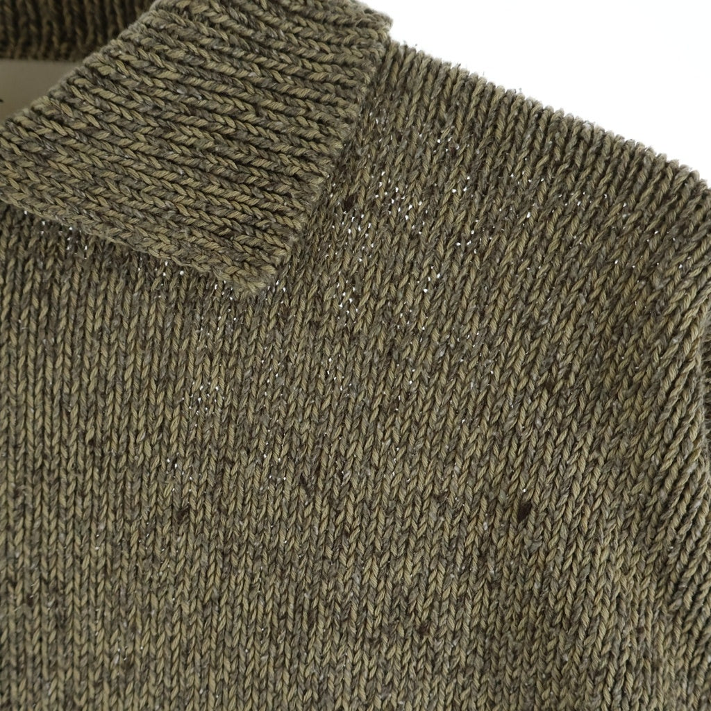 NO BRAND(ノーブランド) Olde H & Daughter オールドエイチアンドドウター SILK COTTON HALF ZIP P/O シルク コットン ハーフジップポロニット セーター セージグリーン 10652