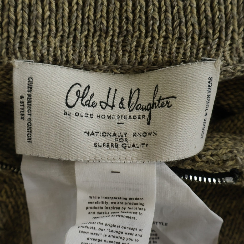 NO BRAND(ノーブランド) Olde H & Daughter オールドエイチアンドドウター SILK COTTON HALF ZIP P/O シルク コットン ハーフジップポロニット セーター セージグリーン 10652