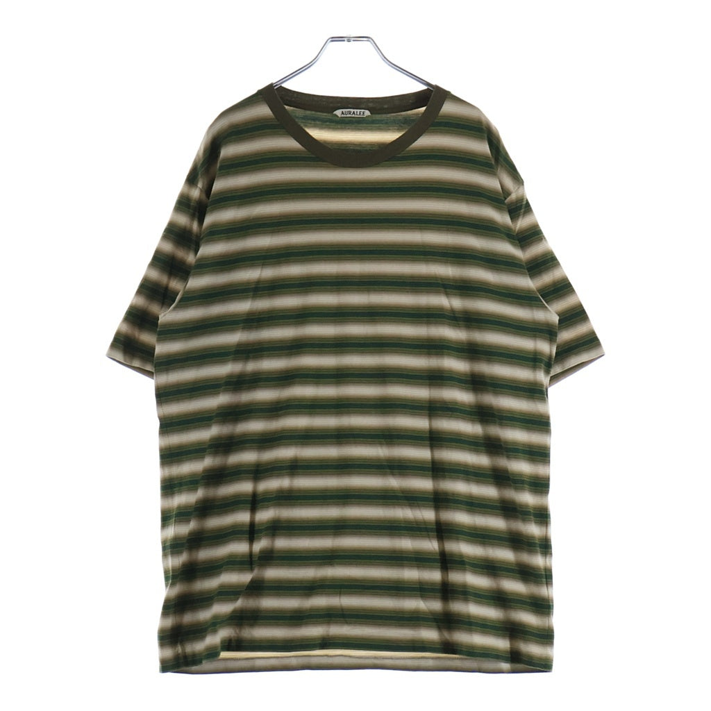 AURALEE(オーラリー) 25AW GRADIENT STRIPE JERSEY TEE ストライプ 半袖Tシャツ グリーン A25AT02GJ
