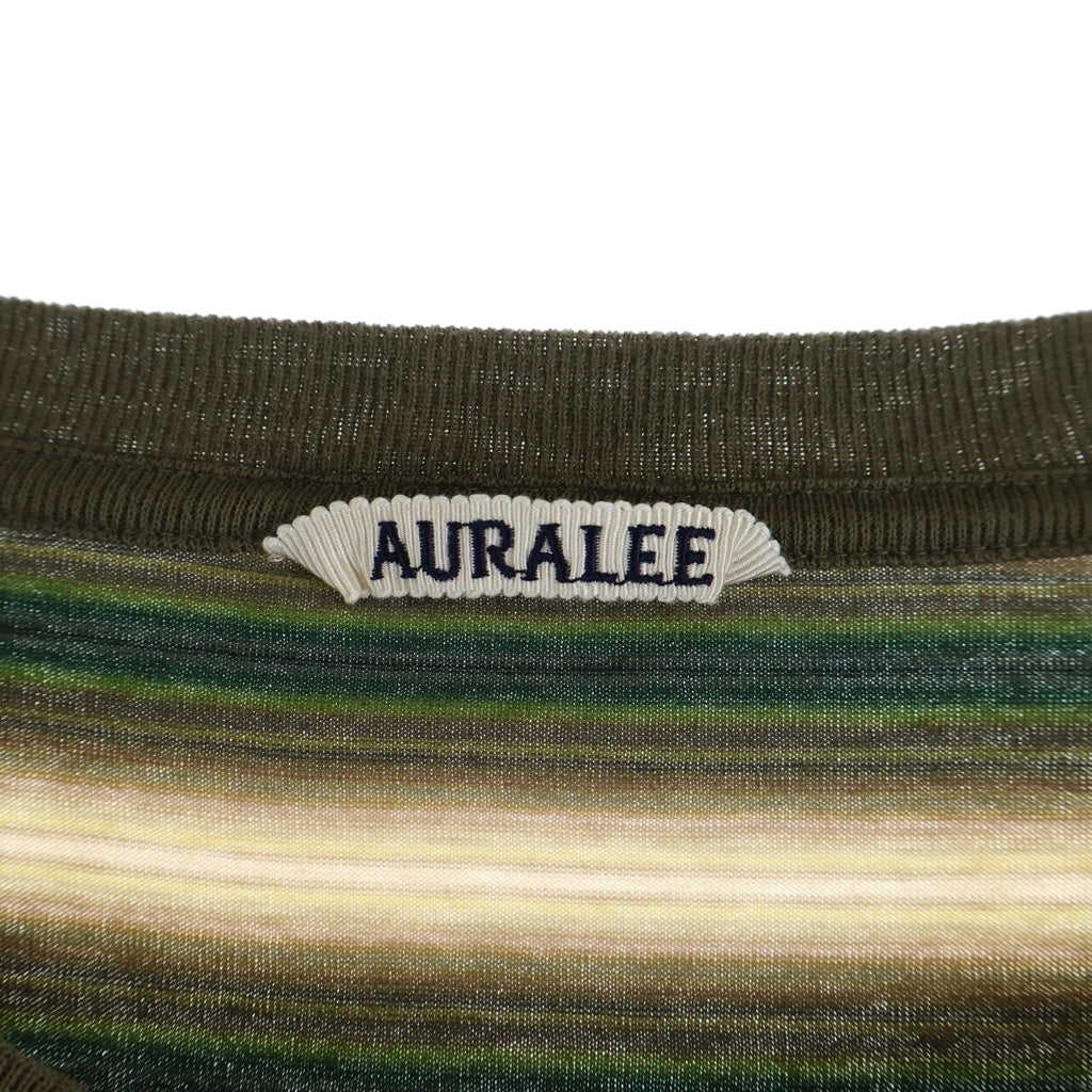 AURALEE(オーラリー) 25AW GRADIENT STRIPE JERSEY TEE ストライプ 半袖Tシャツ グリーン A25AT02GJ