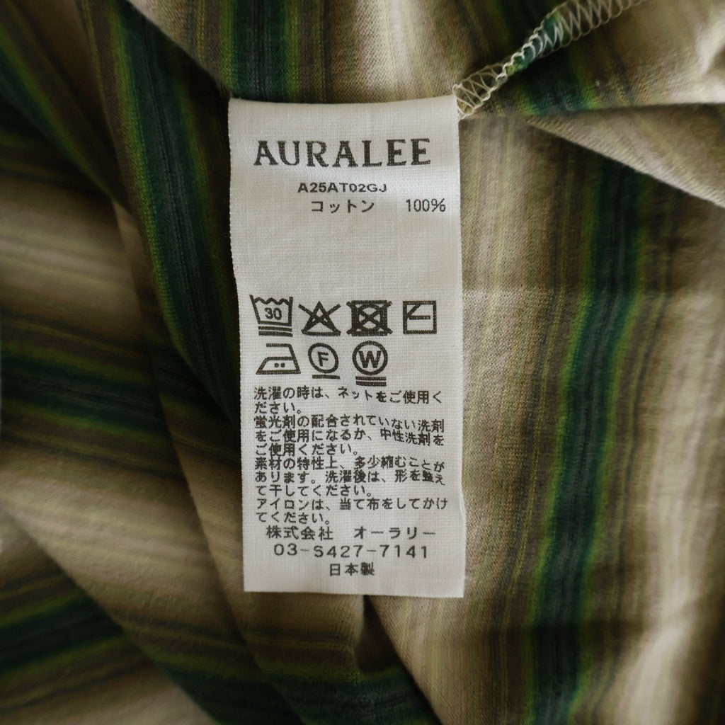 AURALEE(オーラリー) 25AW GRADIENT STRIPE JERSEY TEE ストライプ 半袖Tシャツ グリーン A25AT02GJ