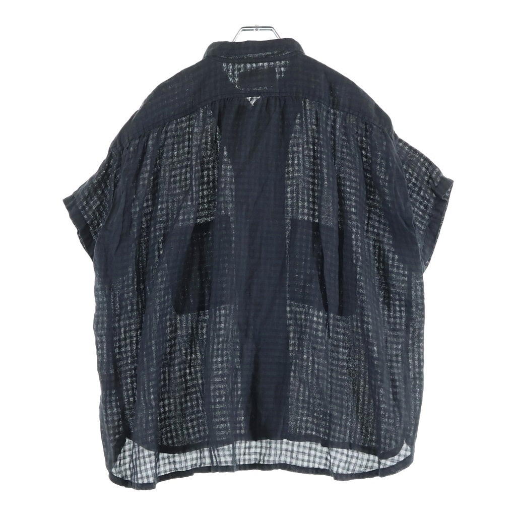 NO BRAND(ノーブランド) kaval カヴァル コットン シースルー 半袖シャツ ブラック