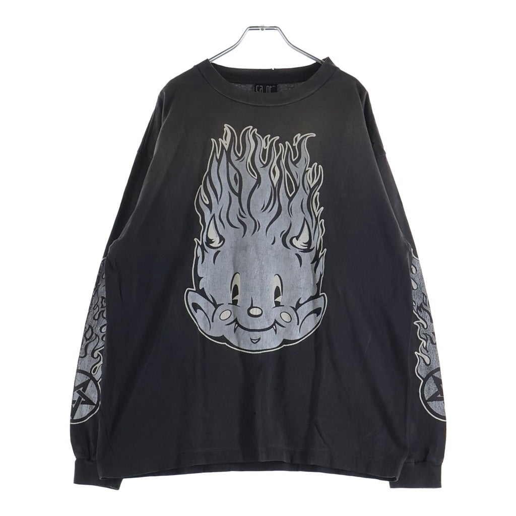 SAINT MICHAEL(セントマイケル) 23SS Fire Baby L/S Tee ファイヤーベイビー 両面プリント クルーネック 長袖Tシャツ グレー SM-S23-0000-026