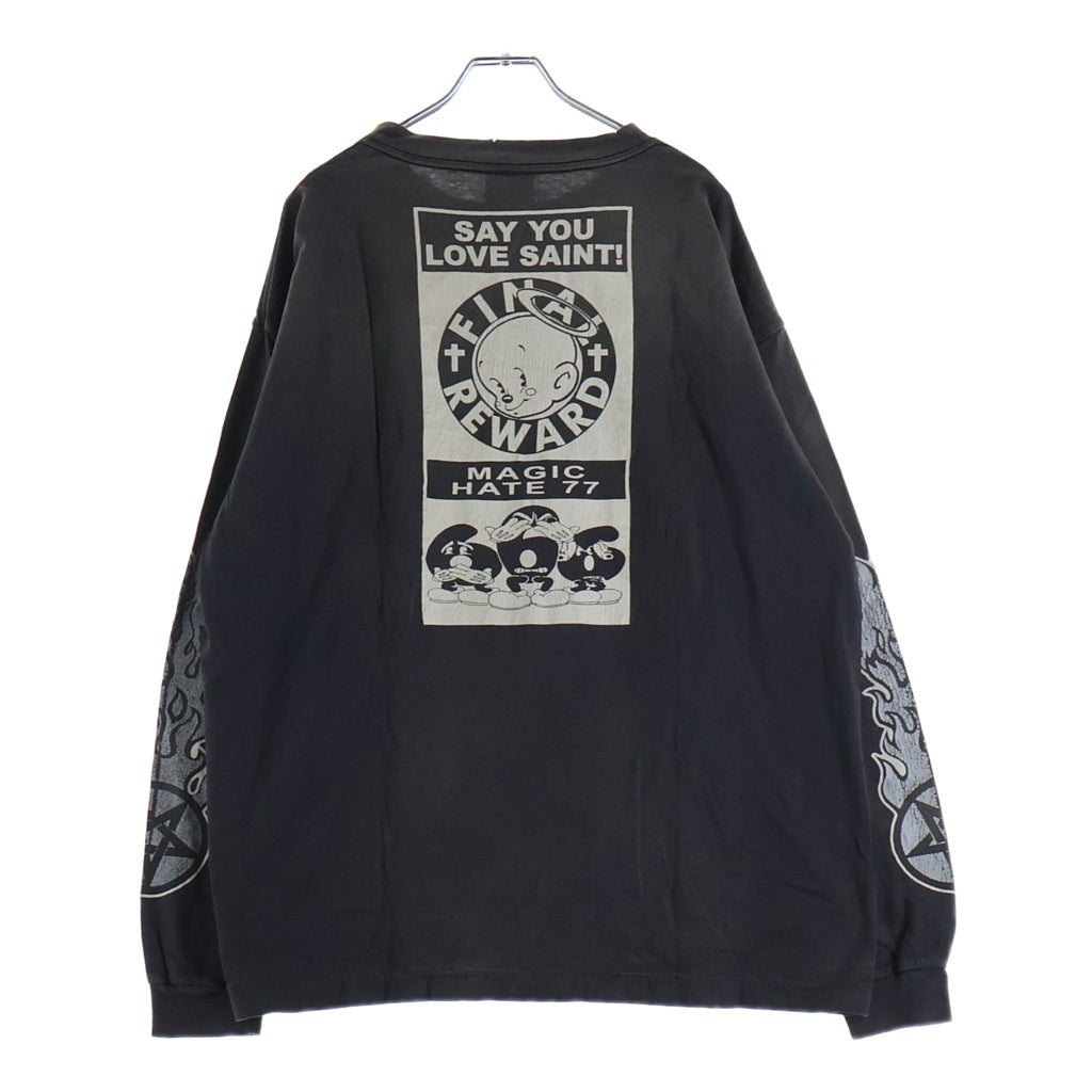 SAINT MICHAEL(セントマイケル) 23SS Fire Baby L/S Tee ファイヤーベイビー 両面プリント クルーネック 長袖Tシャツ グレー SM-S23-0000-026