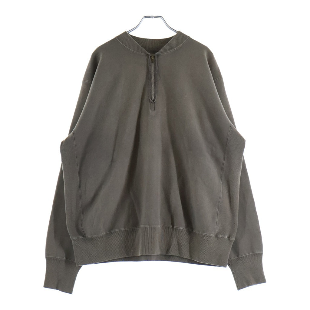 A.PRESSE(アプレッセ) 25AW Vintage Half Zip Rib Collar Sweatshirt ヴィンテージ加工 ハーフジップリブカラースウェット トレーナー チャコールグレー 25AAP-05-07