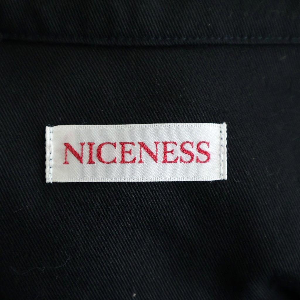NICENESS(ナイスネス) SHELLEY CHINO OFFICER SHIRTS チノ オフィサー コットン 長袖シャツ ブラック NN-1901Y15