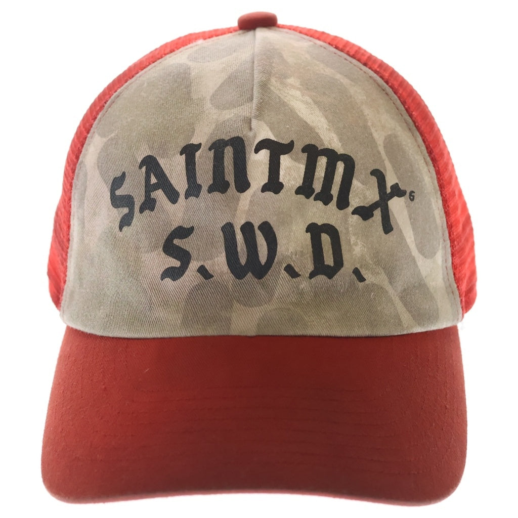 SAINT MICHAEL(セントマイケル) 24SS SAINTMS CAP メッシュキャップ ロゴプリント レッド SM-YS8-0000-C18