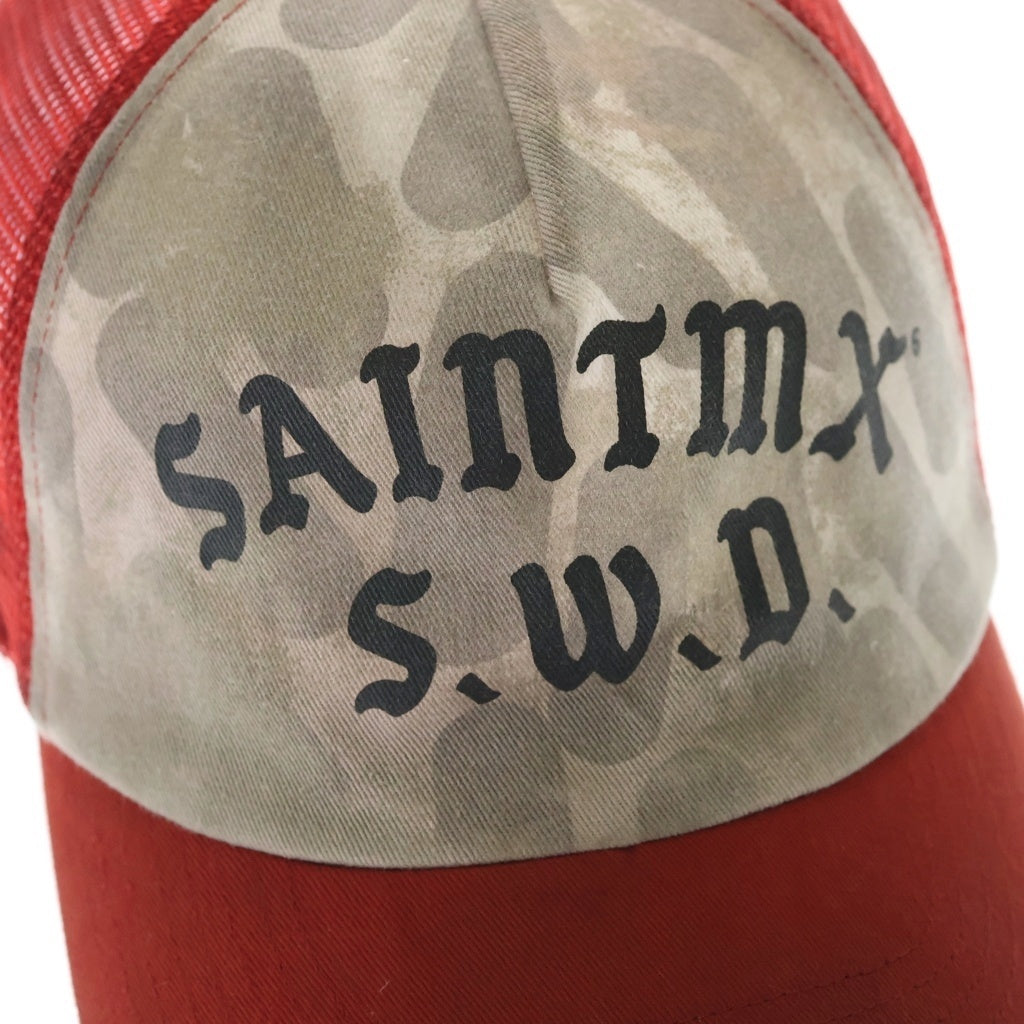 SAINT MICHAEL(セントマイケル) 24SS SAINTMS CAP メッシュキャップ ロゴプリント レッド SM-YS8-0000-C18