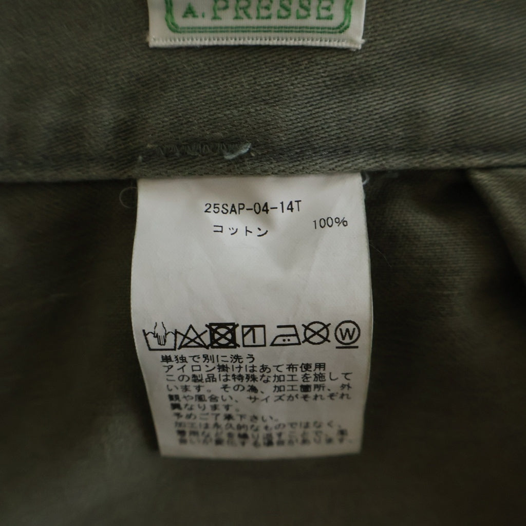 A.PRESSE(アプレッセ) 25SS Vintage USAF Hemmed Bottoms ヴィンテージ加工 コットン ミリタリーパンツ カーキ 25SAP-04-14T