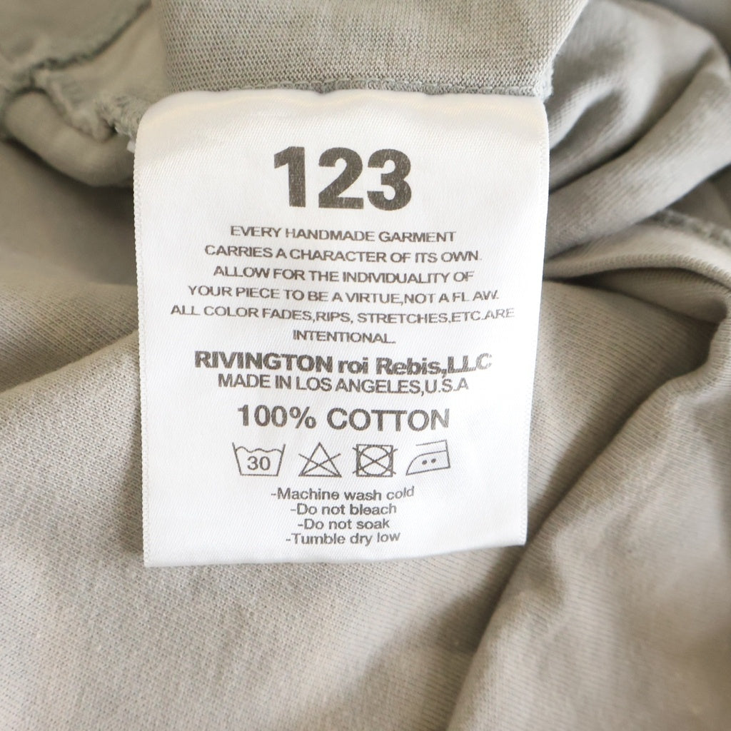 RRR123 RIVINGTON roi Rebis(リヴィントンロイレビス) ロゴプリント 半袖 クルーネック Tシャツ グレー