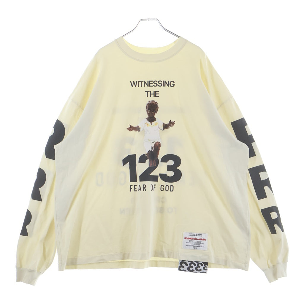 RRR123 RIVINGTON roi Rebis(リヴィントンロイレビス) ×FEAR OF GOD Revival LS T-shirt 長袖 クルーネック Tシャツ カットソー アイボリー