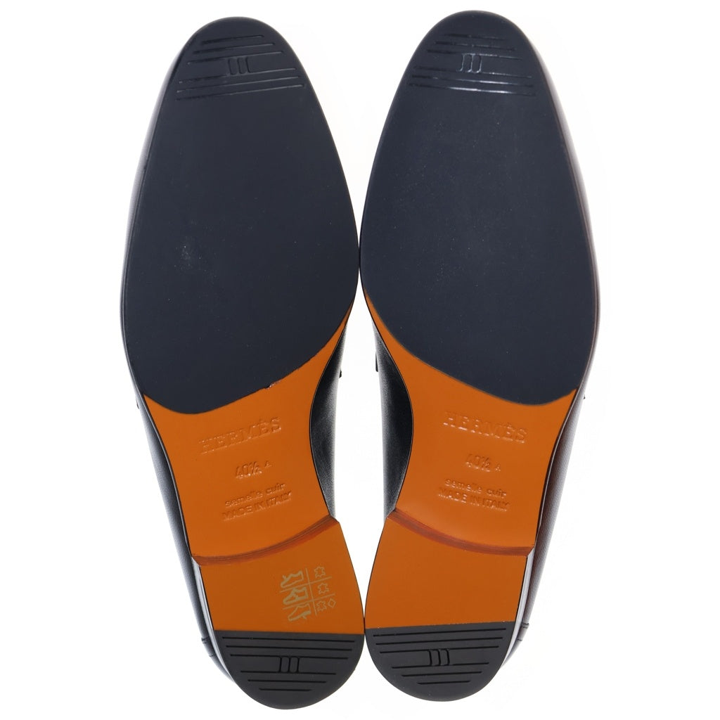 HERMES(エルメス) モカシン パリ コンスタンス Hロゴ シルバー金具 レザー ローファー ブラック