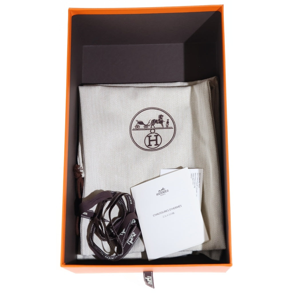 HERMES(エルメス) モカシン パリ コンスタンス Hロゴ シルバー金具 レザー ローファー ブラック