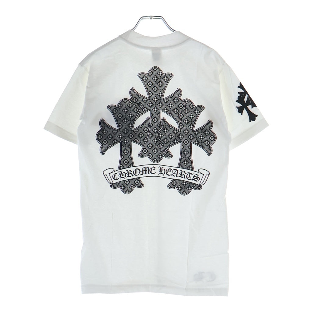 CHROME HEARTS(クロムハーツ) CH Plus Pattern Triple Cross S/S Tee CHプラスパターン トリプルクロスプリント クルーネック半袖Tシャツ ショートスリーブカットソー ホワイト
